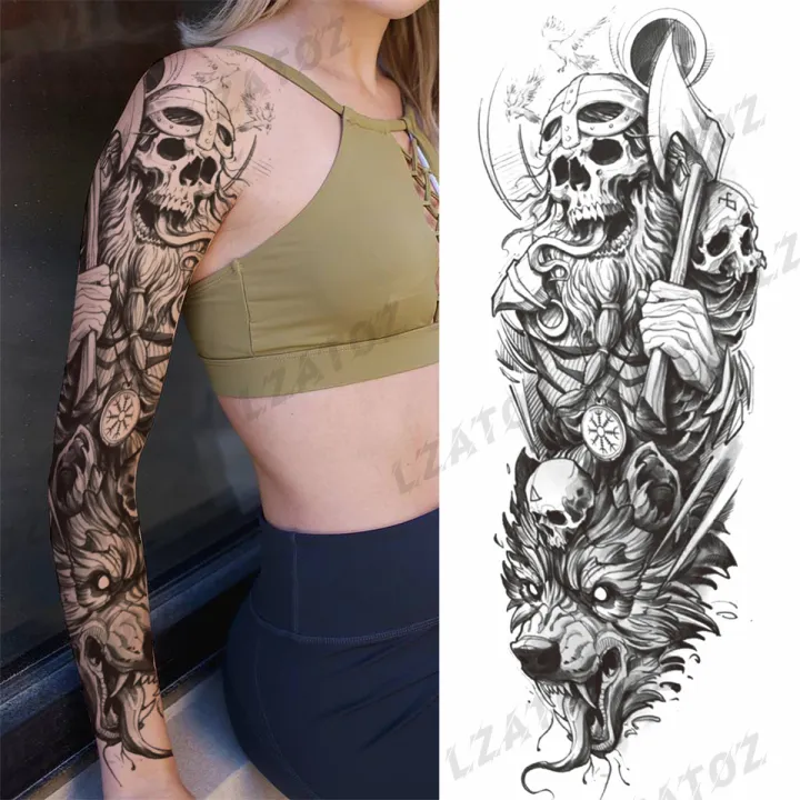 Full%20Sleeve%20Temporary%20Tattoos%20For%20Women%20Men%20Realistic%20Skulls%20Roses%20Tigers%20Lions%20Tattoo%20Stickers%20Thigh%20Waterproof%20Tatoos%20-%20Image%204
