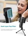 FIFINE K683A USB Desktop PC Microphone with Pop Filter for Computer and Laptop, Studio Condenser Mic with Gain Control Mute Button Headphone Jack for Gaming Streaming Recording YouTube, Extra USB-C Plug -K683A. 