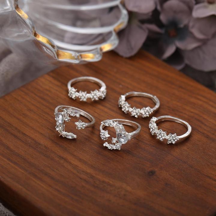 5 Pieces Set Rings for Women Rings Set | Daraz.com.bd