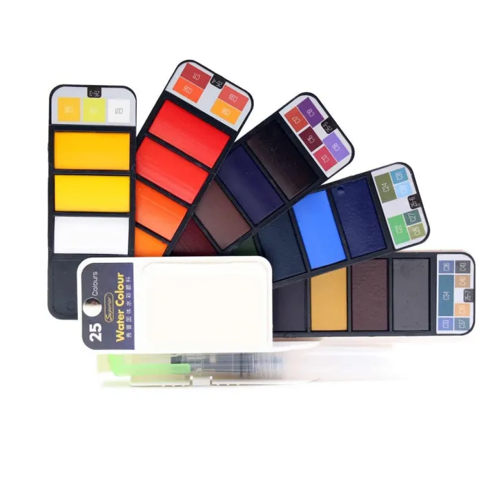 Superior%20Solid%20Water%20Colour%20Cake%20Pigmented%2025%20Color%20Set%20With%20Water%20Brush%20Pen%20Foldable%20Travel%20Watercolor%20Painting%20Set%20-%20Image%204