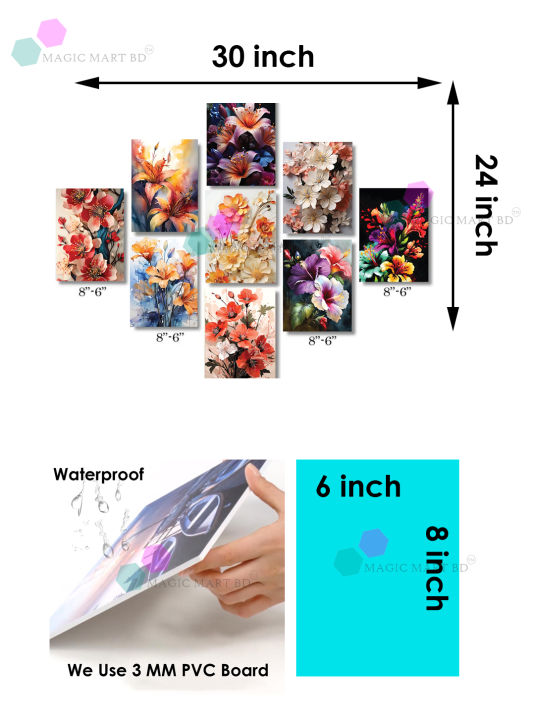 Modern%20Floral%20Calligraphy%20Wall%20Art%20Set%209%20Pieces%20for%20Home%20&%20Office%20Decor,%20Waterproof%20PVC,%208"x6"%20-%20Magic%20Mart%20BD%20-%20Image%203