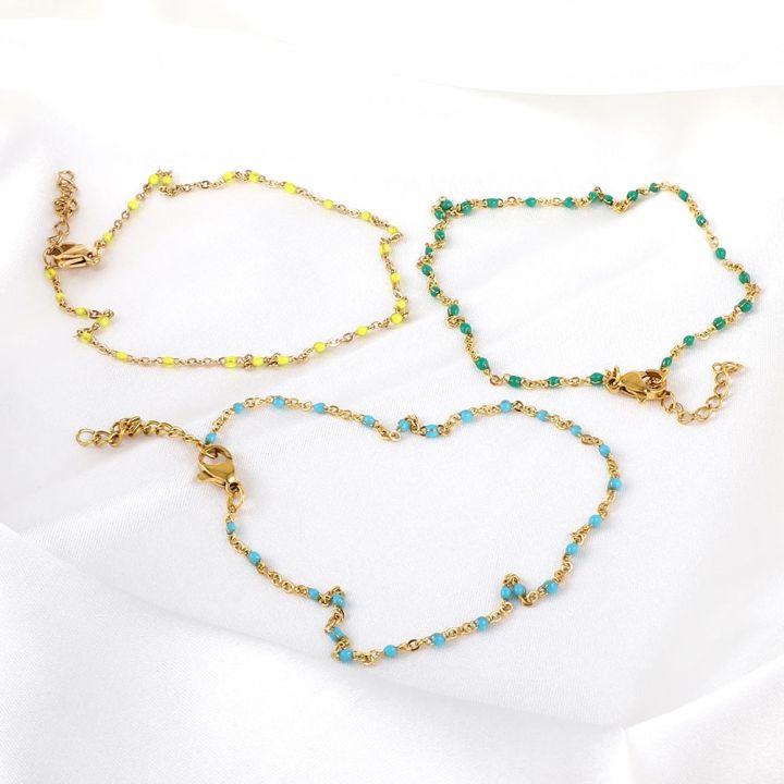 Summer%20Beach%20Enamel%20Ankle%20Bracelets%20Bohemian%20Green%20Blue%20Yellow%20Beads%20Stainless%20Steel%20Leg%20Chain%20Vintage%20Exquisite%20Foot%20Jewelry%20-%20Image%203