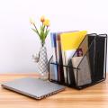 3 Compartment Vertical Sorter File Rack Desk Organiser Book Organizer Document Holder Metal Tray For Office & Home Black). 