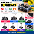 Multi Size Metal Binder Clips 15mm 19mm 25mm 32mm 41mm & 51mm for Office School & Paper Organization.