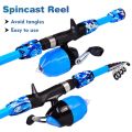 PROBEROS Offshore Angling Gear Suit Retractable Fishing Rod Fishing Reel Fishing Tools Kit - blue. 