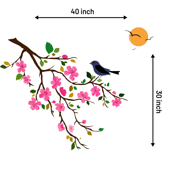 Tree%20with%20Birds%20Wall%20Sticker%20(PVC%20Vinyl,%2042%20inch%20x%2030%20in,%20Pink)%20-%20Image%203