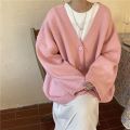 Autumn and Winter New Lazy Wind Sweet Gentle Sweater Female Student Korean Style Loose Thick Knitted Cardigan Top Coat. 