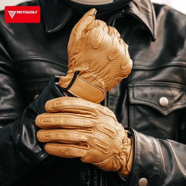 Motowolf%20Retro%20Leather%20Men's%20Motorcycle%20Gloves%20Summer%20Breathable%20Motorcyclist%20Gloves%20Yellow%20Black%20Biker%20Gloves%20Perforated%20-%20Image%203