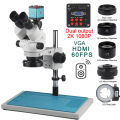 3.5-90X Zoom Trinocular Stereo Microscope Set + 2K 4K 48MP 55MP HDMI USB Pype-C VGA TF Video Camera + Auxiliary Objective Lens. 