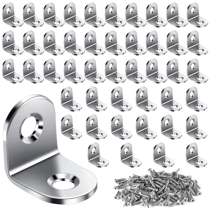 50Piece Stainless Steel Right Angle Brackets 90 Degree Bracket L Brackets Corner Brace