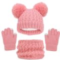 Knitted Baby Hats Scarf Set Winter Neck Scarves Beanie Caps For Boy Girls Cute Hat Scarf and Gloves 3pcs Suit For Kids 1-6years. 