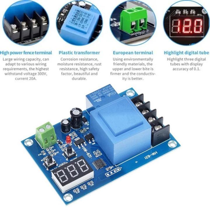 Digital Display Battery Charge Control Module Self Power Adjustable 12V-72V Battery Upper & Lower Cut Protection Board Similar XH-M602 XH-M633 XH-M631