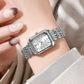 Qingwen  Women's Light Steel Watch   Female Student Fashion Simple Square Quartz Watch. 