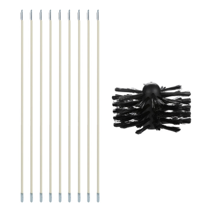 Migeet Chimney Cleaning Brush Kit 9PCS Poles with Nylon Brush Head Duct Vent Cleaning Set Chimney Sweep Kit Flexible Chimney Brushes for Fireplace Dryer Vent