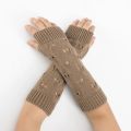 Knitted Winter Fingerless Gloves for Women Y2K Cute Long Sleeve Gloves Solid Color Hand Arm Warmer Clove Girls. 