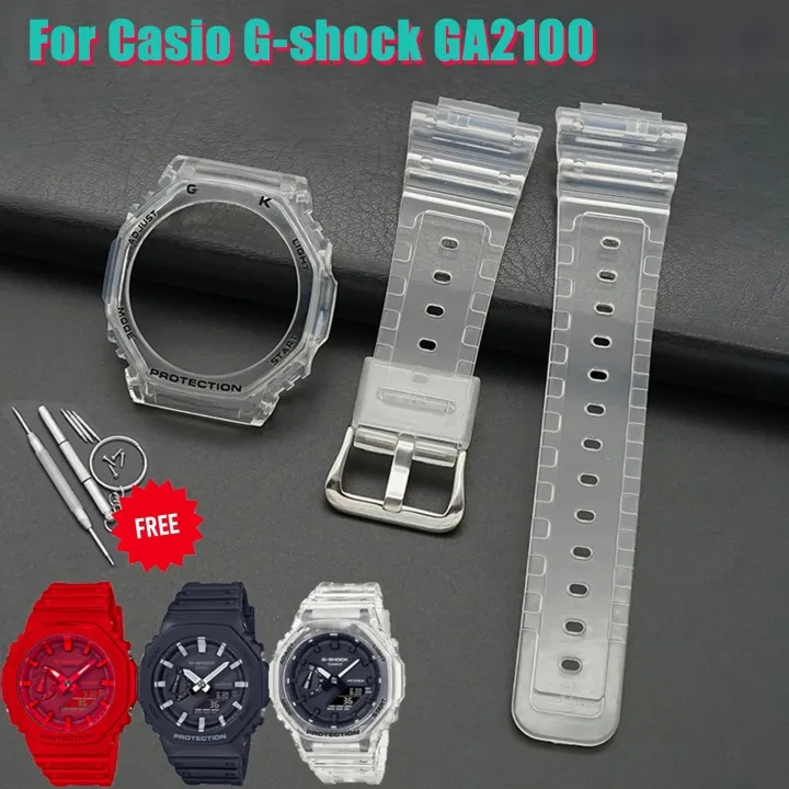 Watch Accessories for Casio G-SHOCK GA - 2100 Rubber Replace Strap Bezel Case GA2100 GA2110 GA-B2100 Resin Watchband Men Sport