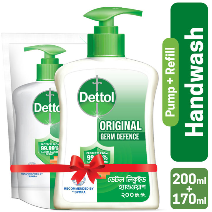 Dettol Handwash Original 200ml Pump and 170ml Refill Combo