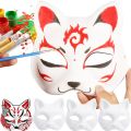 1 Pcs Anime Halloween Foxes Mask Japanese Cosplay Rave Hand-Painted Anime Demon Slayer Half Face Cat Masks Festival Party Props.