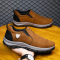 Spring 2024 New Men's Shoe Sleeve Leather Breathable Single Shoe Korean Version Fashionable and Comfortable Men's Athleisure Shoes. 