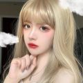【DATA FROG Global MALL】（NEW）Wig female long straight hair cute air bangs black long hair fluffy hair set bangs medium long hair Woman wig. 