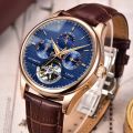 LIGE 6826 Plus Brand Classic Men Retro Watches Automatic Mechanical Watch Tourbillon Clock Leather Waterproof Wristwatch. 