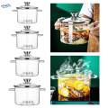 Glass Cooking Pot Kitchen Glass Cookware Simmer Pot for Tea Noodle Milk 1.3L. 