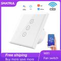 SMATRUL - WiFi Fan Ceiling Touch Switch - Timer Control Regulator Switch - 110 220V - work for Alexa/Google Home.