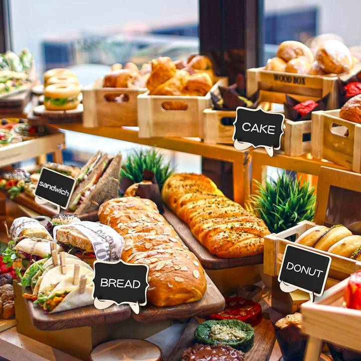 XHHDQES%20Mini%20Chalkboard%20Sign%2020%20Pack%20Food%20Labels%20for%20Party%20Buffet,%20Wooden%20Small%20Chalk%20Board%20Signs%20with%20Easel%20Stand%20for%20Food%20Tags%20-%20Image%205