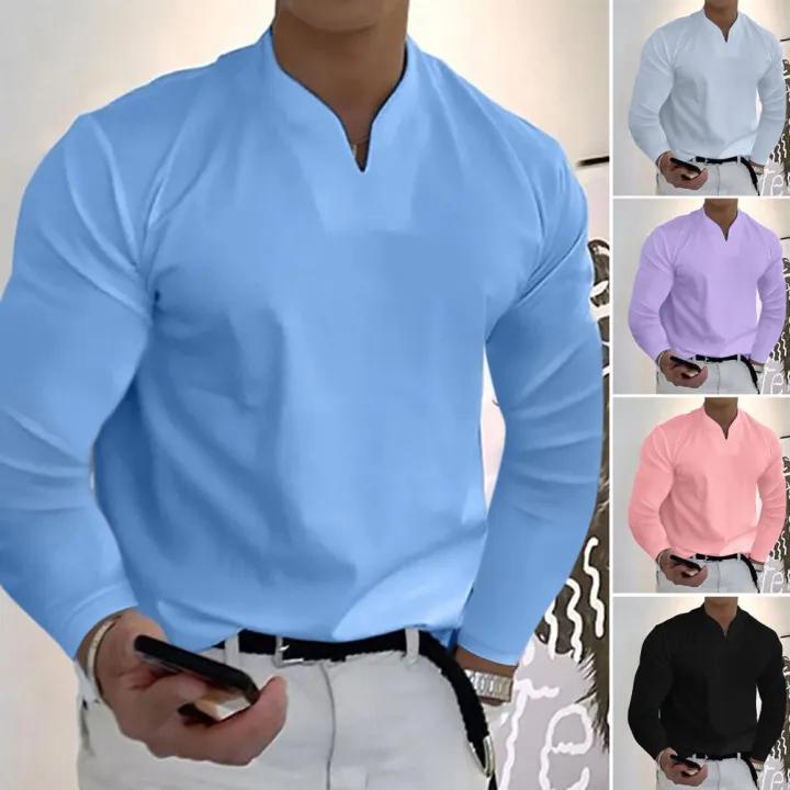 Casual%20V-Neck%20Solid%20Tees%20Men%20Shirts%20Long%20Sleeves%20Pullover%20Colorfast%20Autumn%20Trendy%20Shirts%20Oversized%20Tops%20Men%20Clothes%20Streetwear%20-%20Image%203