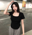 Short Sleeve T T-shirt Women's Summer New Korean Style Slim Fit Casual Bottoming Shirt Student Niche Hot Girl Girl Blouse Fashion ins. 
