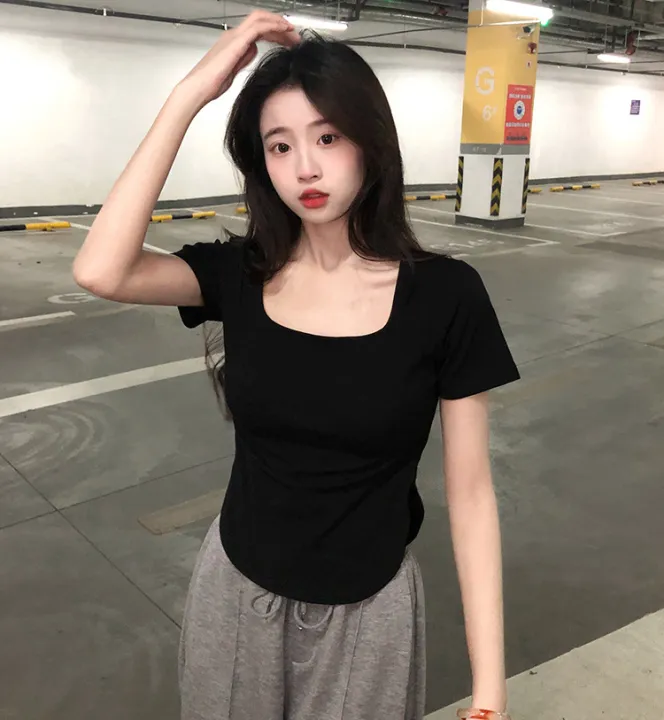 Short%20Sleeve%20T%20T-shirt%20Women's%20Summer%20New%20Korean%20Style%20Slim%20Fit%20Casual%20Bottoming%20Shirt%20Student%20Niche%20Hot%20Girl%20Girl%20Blouse%20Fashion%20ins%20-%20Image%207