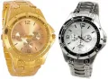 Analog Men'S Luxury Stainless Steel Watch For Men Golden - Watch For Men - Watch - Watch For Men - Watch - ঘড়ি - Watch For Men. 