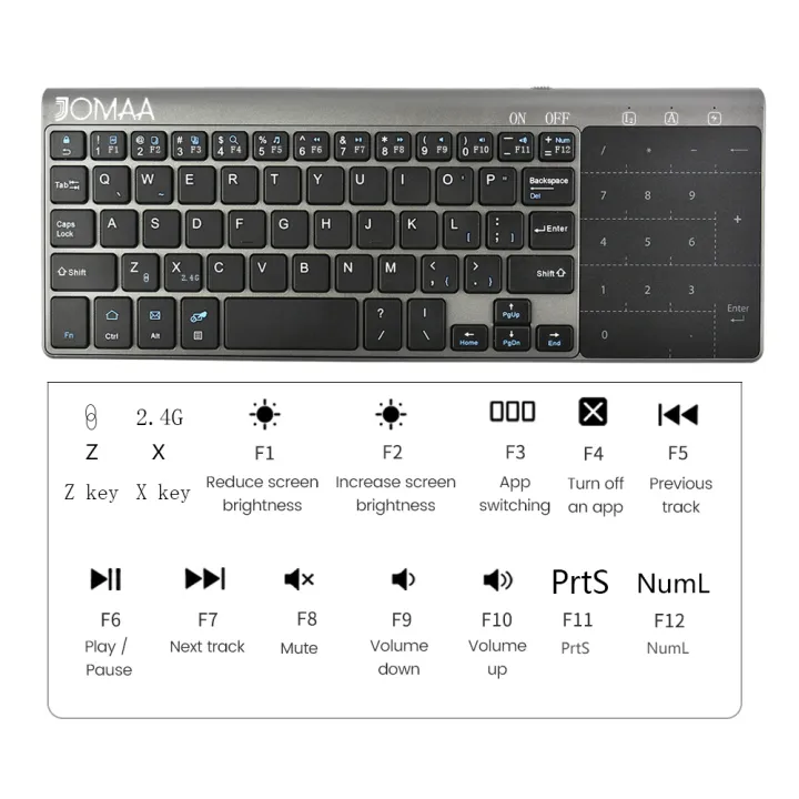 JOMAA%202.4G+Bluetooth%20Keyboard%20with%20Touchpad%20Mouse%20Numberic%20Pad%20Wireless%20Keypoard%20for%20iPad%20Tablet%20Smart%20TV%20Computer%20-%20Image%203