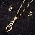 Korean Love Shaped Necklace Earrings Set For Women/Gift For Grils. 