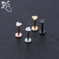 ZS 12pcs/lot Star Heart CZ Crystal Lip Piercing Set 4 Colors Stainless Steel Lip Ring Labret Monore Ear Tragus Helix Piercings. 