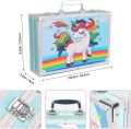 Art Set 145pcs, Art Supplies Set, Drawing Supplies with Portable Aluminum Case Art Kit, Great Gift Artists Drawing Set for Kids, Teens, Boys, Girls, Beginner and Artists (Unicorn-Blue).
