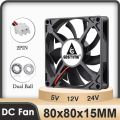 2pcs Gdstime 8cm DC 12V 24V 80mm x 15mm Dual Ball Bearing PC Case Cooling axial Fan 80*80*15mm 8015 Mute Radiator Cooler 2 Pin.