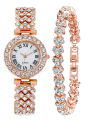 A07241 Fashion Trend Business Versatile Luxury Diamond Stars Elegant Quartz Watch Set with Diamond Hand.