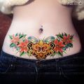 Tattoo sticker Giant flower totem waist and stomach to cover scars stretch marks large picture waterproof long-lasting female.