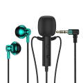 3.5mm in-Ear Lavalier Microphone with Earphone Mini Clip Mic for Karaoke Live Broadcast Online Class Gaming Black Green. 