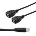 USB 2.0 A 1 Male to 2 Dual USB Female Data Hub Power Adapter Y Splitter Cable-black.