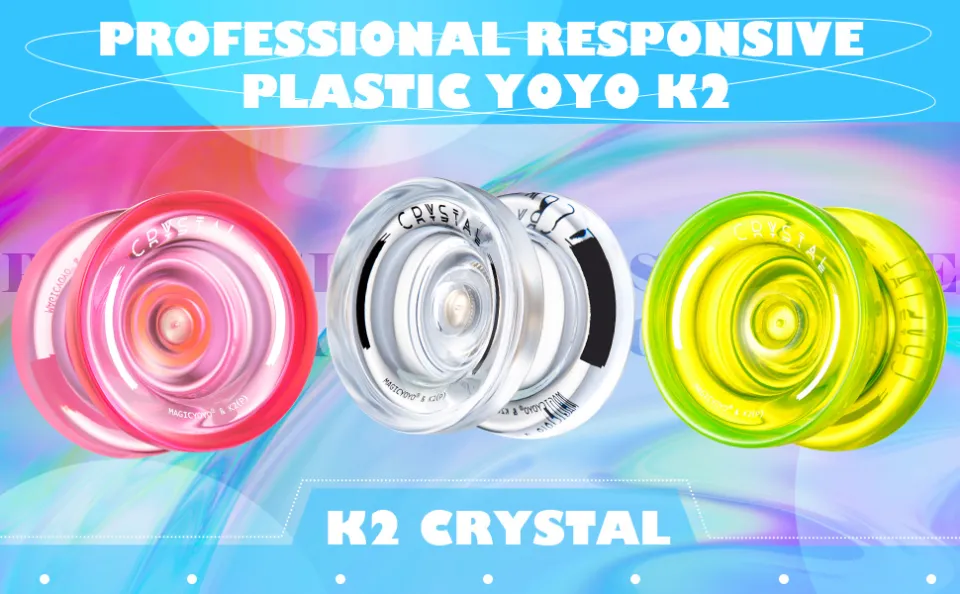 Yoyo K2 Crystal Réactif Et Non Réactif - Kit Complet Avec 12 Cordes Et Sac Pour Enfants Et Adultes