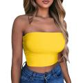 Women Tube Top Strapless Cropped Mini Bustier Slim Elastic Tube Top. 