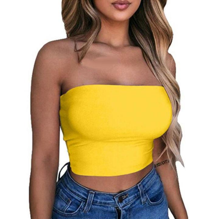 Women%20Tube%20Top%20Strapless%20Cropped%20Mini%20Bustier%20Slim%20Elastic%20Tube%20Top%20-%20Image%202