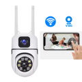 Dual Lens MINI Dome IP Camera V380 Pro Dual Lens Mini Wireless PTZ Live Monitoring CCTV Camera Color Night Mode Motion Detection Two-Way Audio Security Camera for Home, Office. 