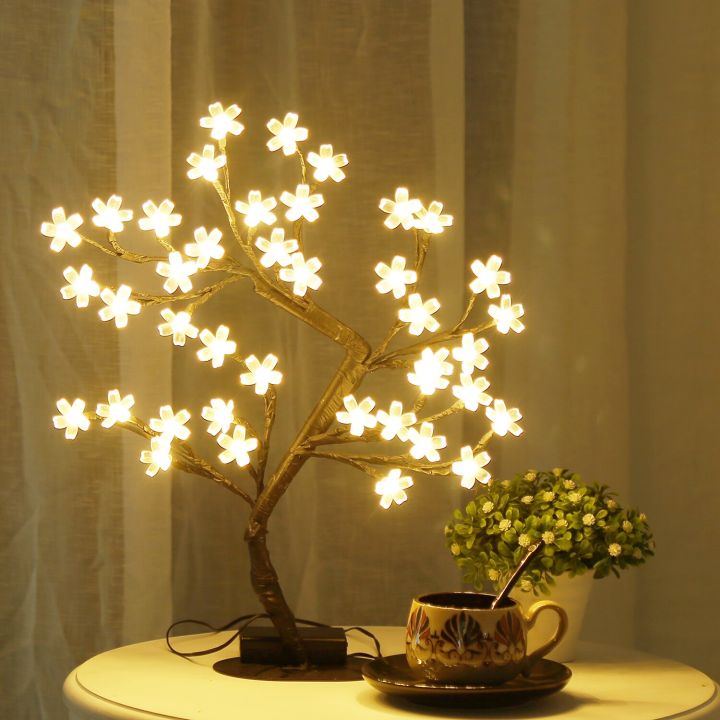 Beautiful Night Cherry Blossom Tree Light,17inch 40LED Lighted Tabletop Artificial Flower Bonsai Tree Lamp USB Powered Gifts for Home Decor