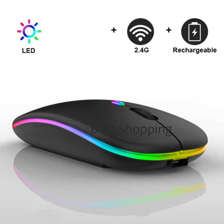 Rechargeable Mouse Dual Mode Rechargeable Wireless Mouse Bluetooth 5.0 2.4 GHz Optical Wireless Mouse 1600DPI - Mouse