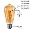 ST64 LED 2W 4W 6W 8W 12W 16W Dimmable Gold Filament Bulb E27 B22 Light 220V 110V Vintage Edison Lamp Retro Gold Glass Appearance. 