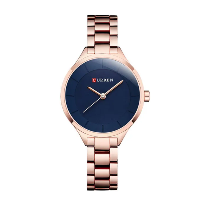 CURREN 9015 RoseGold Stainless Steel Analog Watch For Women - Royal Blue & RoseGold