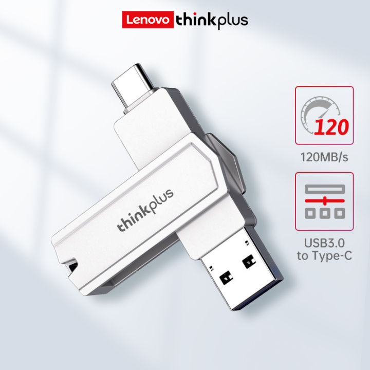 Lenovo Thinkplus USB 3.2 Flash Drive 2 in 1 USB and Type C Pen Drive 32gb-256gb Pendrive Memory Stick Flash Disk for PC Phone